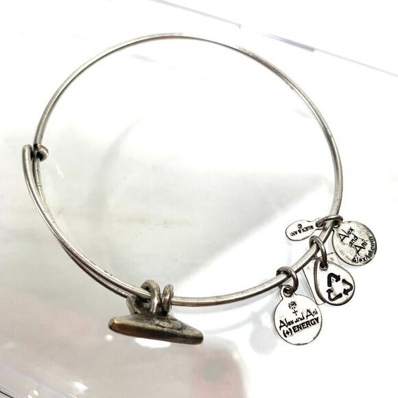 Alex and Ani Heart Slider Charm Bracelet - Silver Finish Expands 2"- 3.5" - Picture 3 of 3